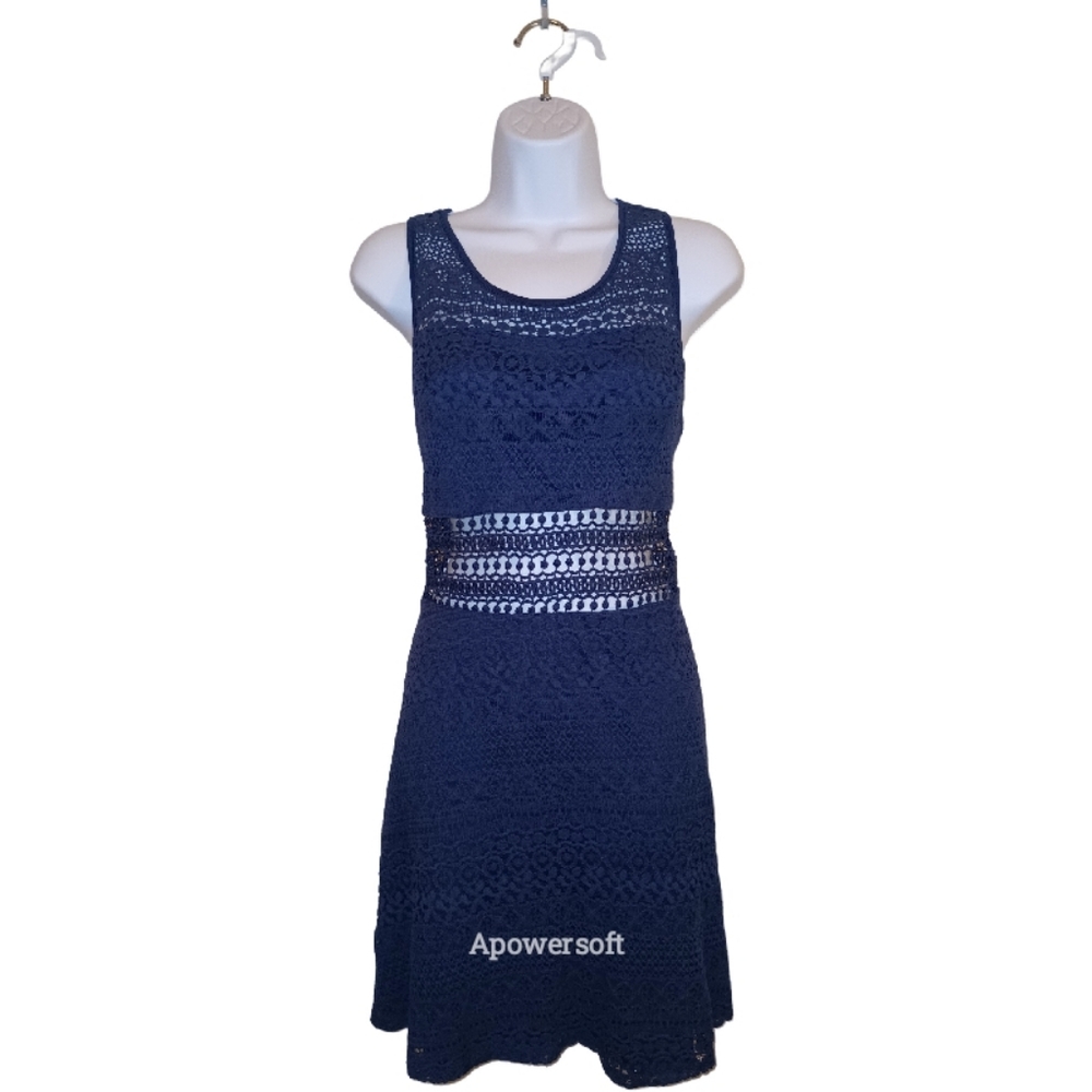 Rue 21 Royal Blue Crochet Fit & Flare Above Knee Sleeveless Dress Size XL